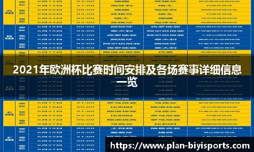 2021年欧洲杯比赛时间安排及各场赛事详细信息一览